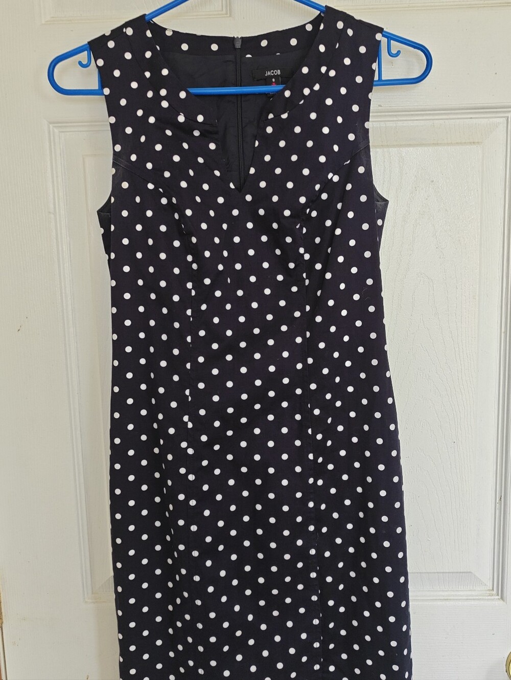 Jacob Cotton Black and White Polka Dot Midi Dress, Size 0